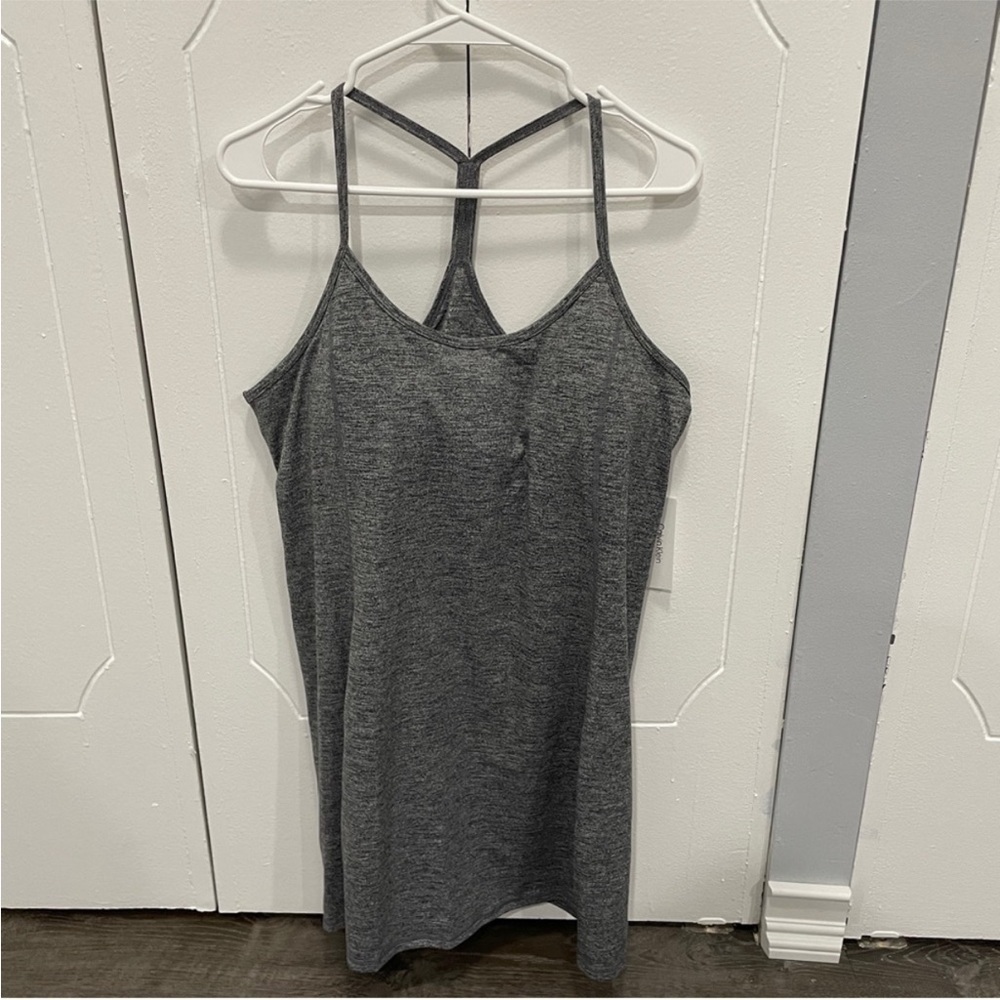 NWOT Calvin Klein Performance Grey Built-In Bra Skater Dress
